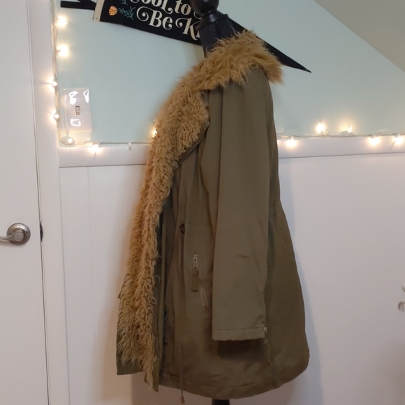 Free People Fur Lined Extreme Moto Parka / Olive - Picture 5 of 13